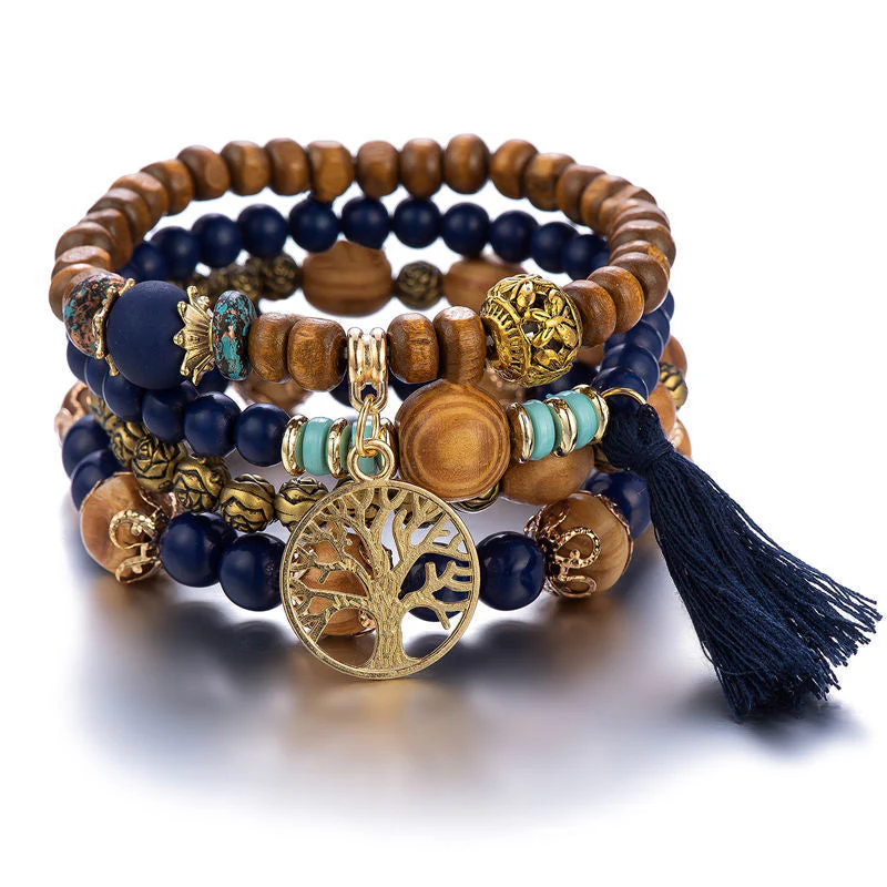 Boho Multilayer Wood Beaded Bracelet - Image 5