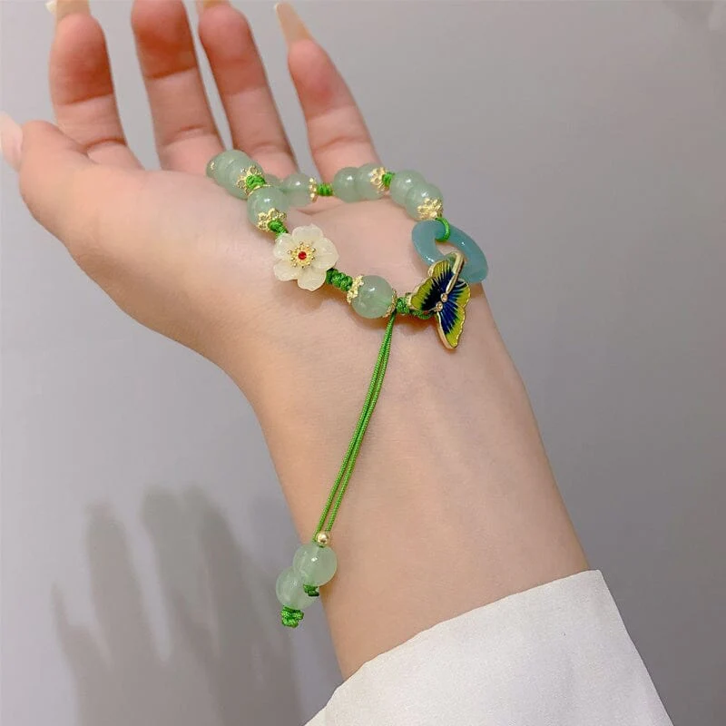 Butterfly Natural Emerald Jade Stone Bracelet - Image 3