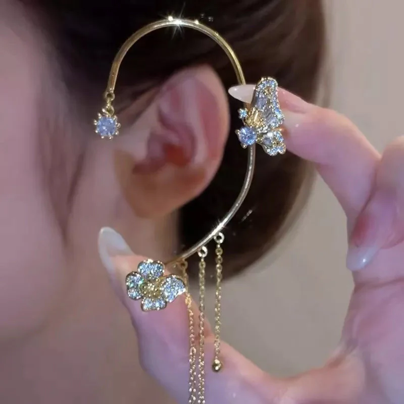 Butterfly Tassel Style Zircon Earrings - Image 2