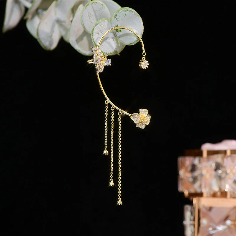 Butterfly Tassel Style Zircon Earrings - Image 4