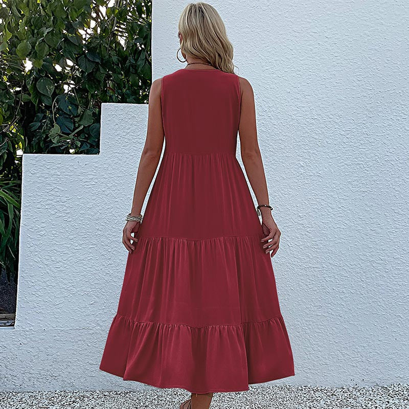 Button Detail Layered Hem Smock Dress - Image 14