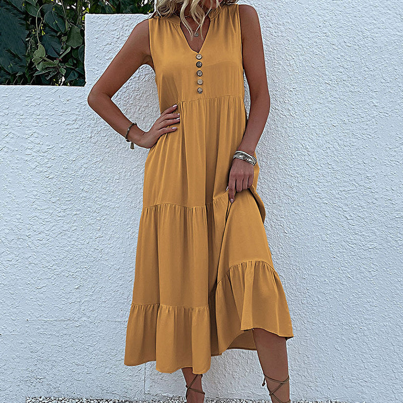 Button Detail Layered Hem Smock Dress - Image 17
