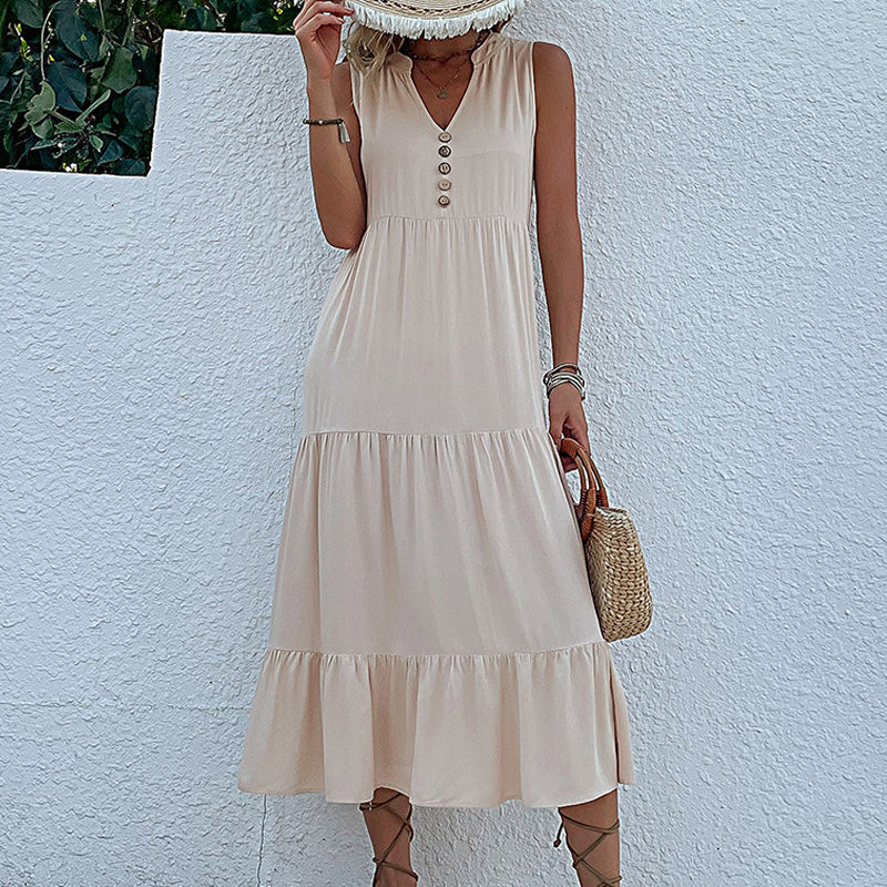 Button Detail Layered Hem Smock Dress - Image 23