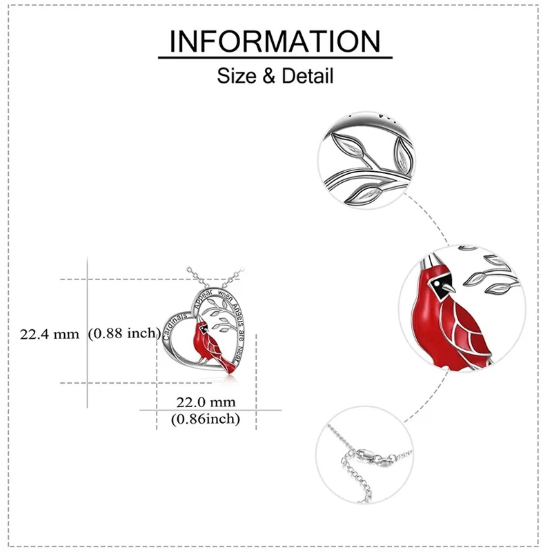 Cardinal Heart Pendant Necklace - Image 12