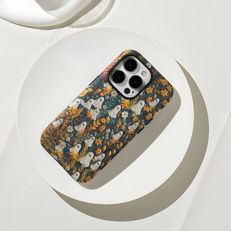 Cartoon Ghost and Flower Pattern Phone Case - Image 10