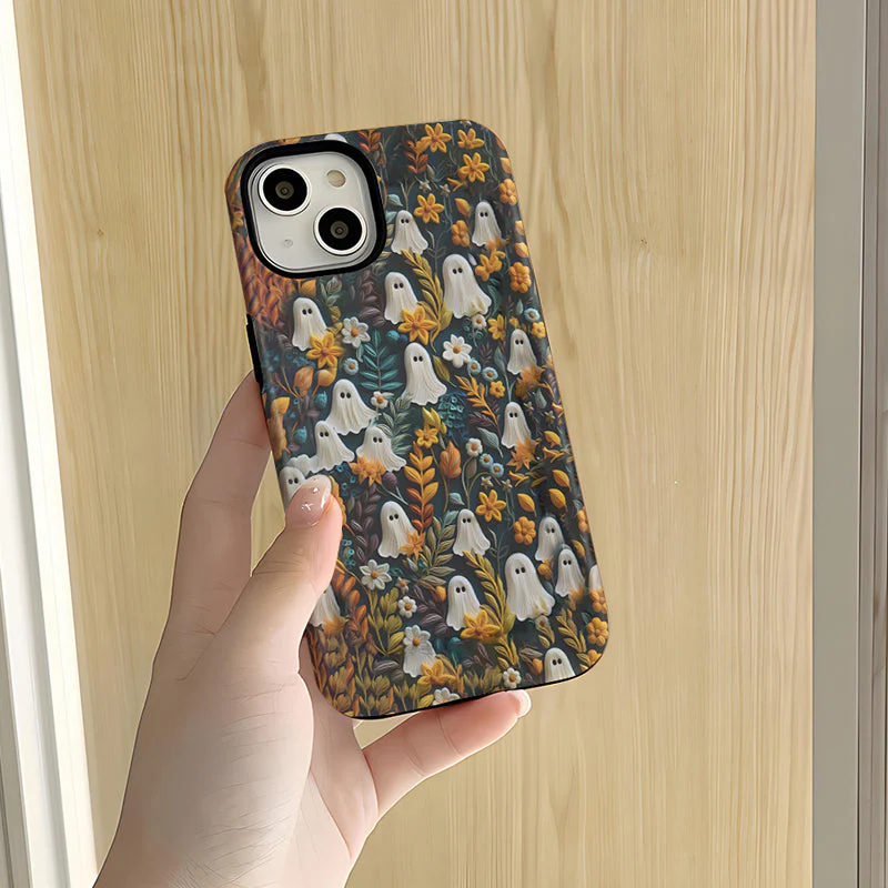 Cartoon Ghost and Flower Pattern Phone Case - Image 11