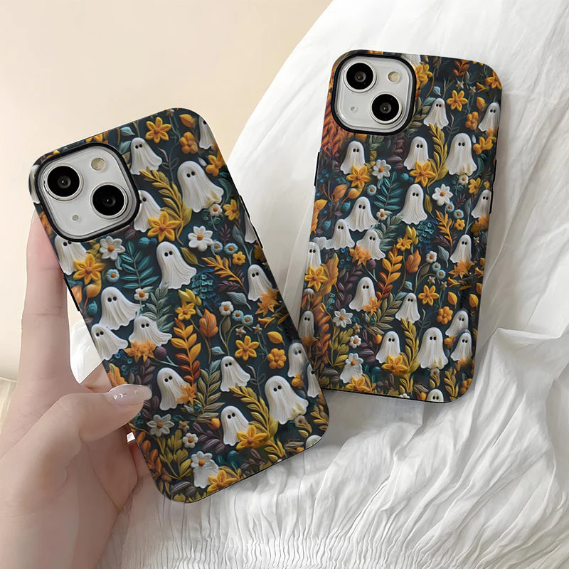 Cartoon Ghost and Flower Pattern Phone Case - Image 4