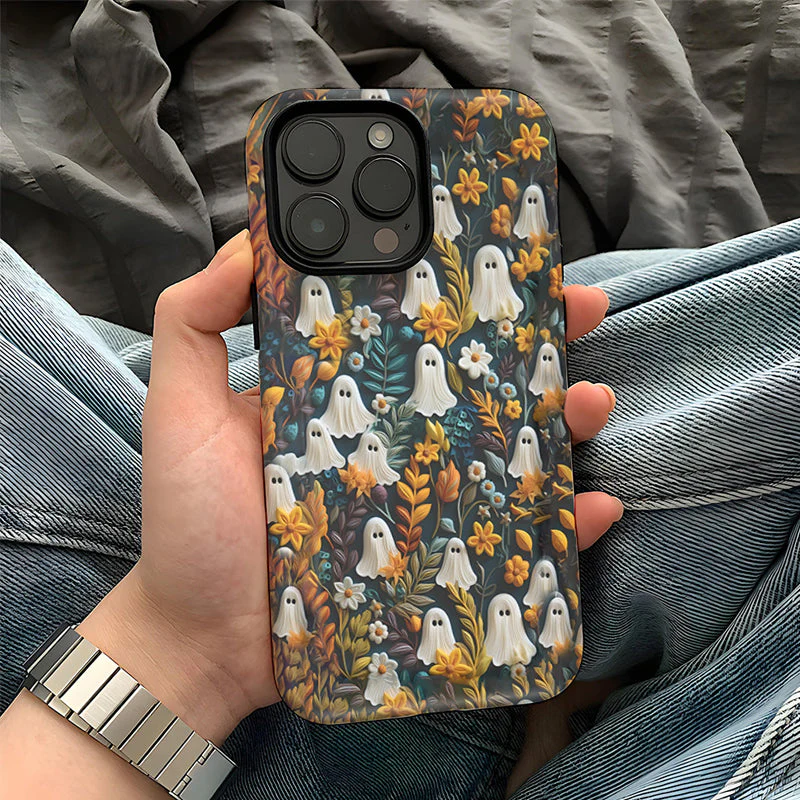 Cartoon Ghost and Flower Pattern Phone Case - Image 5