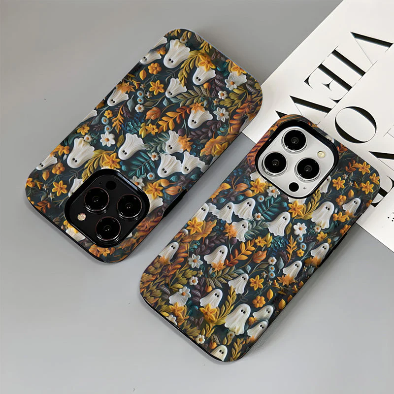 Cartoon Ghost and Flower Pattern Phone Case - Image 6