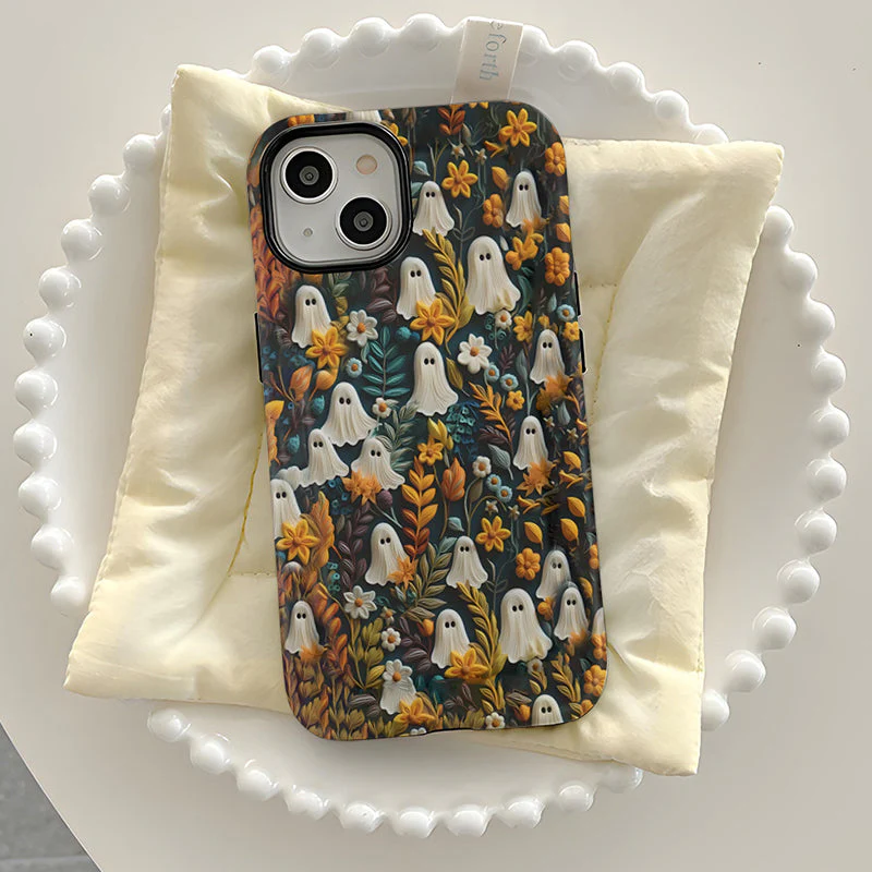 Cartoon Ghost and Flower Pattern Phone Case - Image 9
