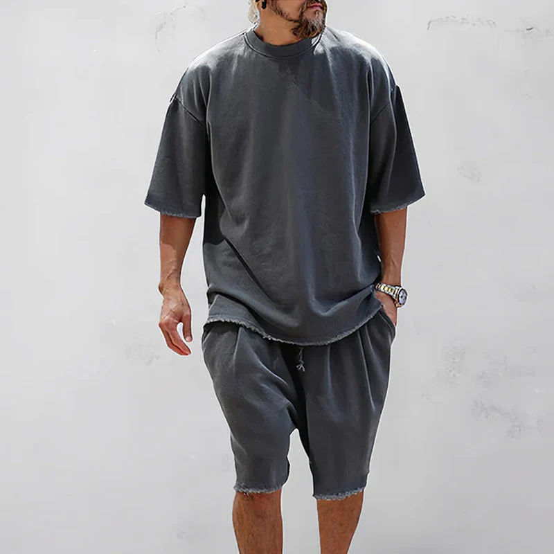 Casual Loose Fit Solid Sports Sets - Image 4