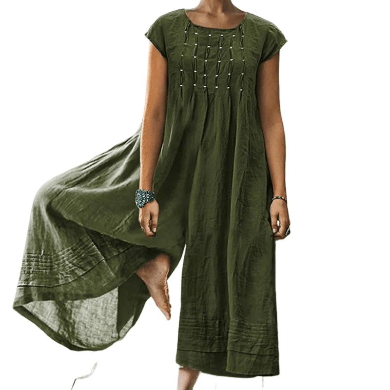 Casual Solid Color Short-Sleeved Jumpsuit - Image 10
