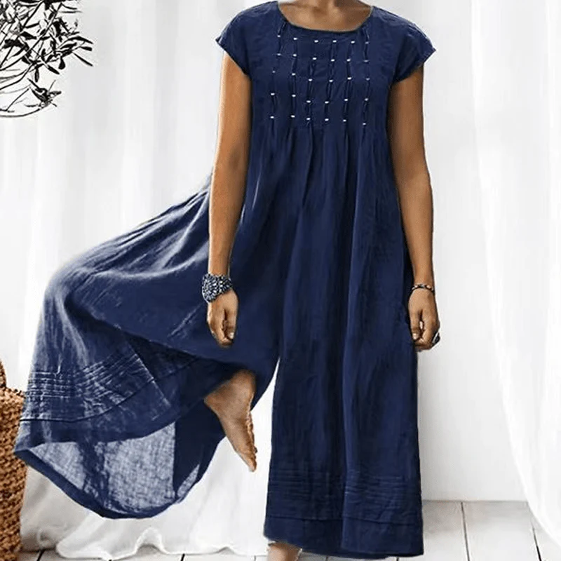 Casual Solid Color Short-Sleeved Jumpsuit - Image 11