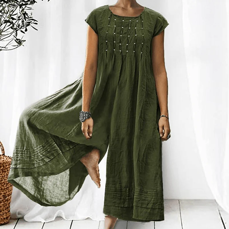 Casual Solid Color Short-Sleeved Jumpsuit - Image 13