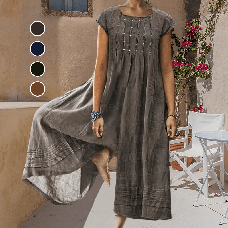 Casual Solid Color Short-Sleeved Jumpsuit - Image 2