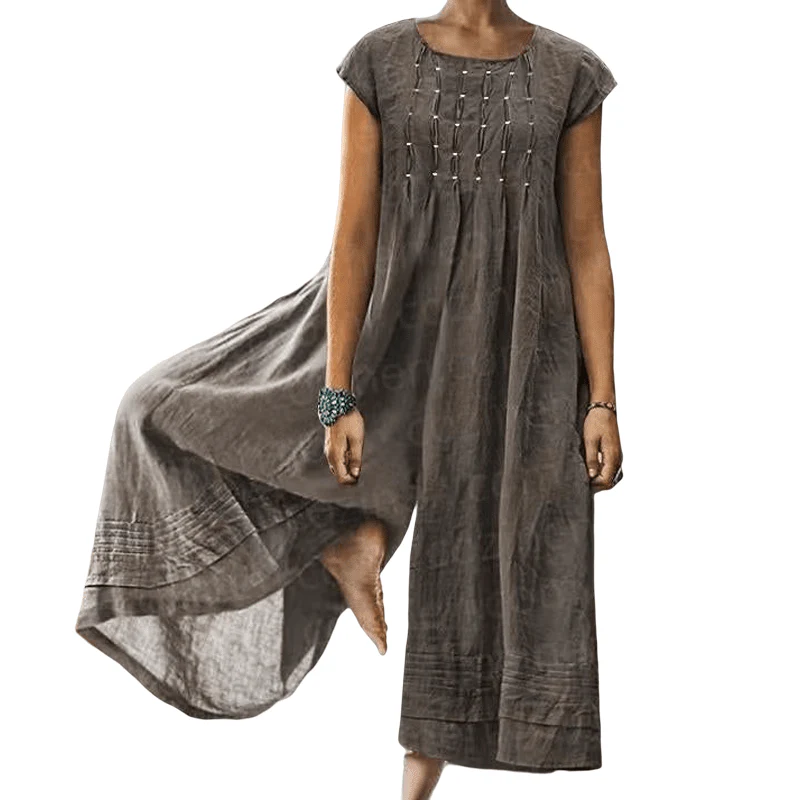 Casual Solid Color Short-Sleeved Jumpsuit - Image 7