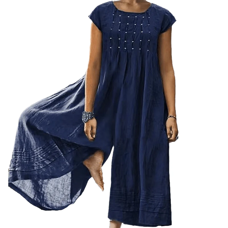 Casual Solid Color Short-Sleeved Jumpsuit - Image 8