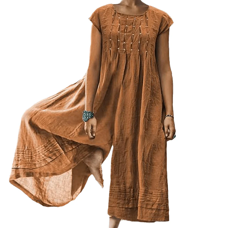 Casual Solid Color Short-Sleeved Jumpsuit - Image 9