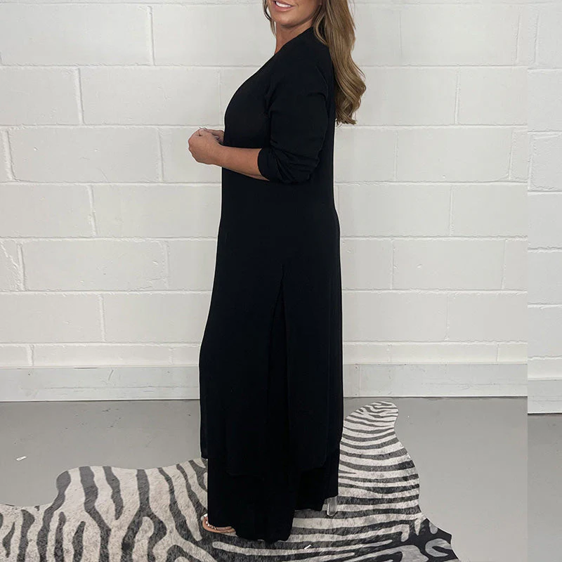 Casual Two Pieces Suit With Long Top & Matching Trouser - Image 4