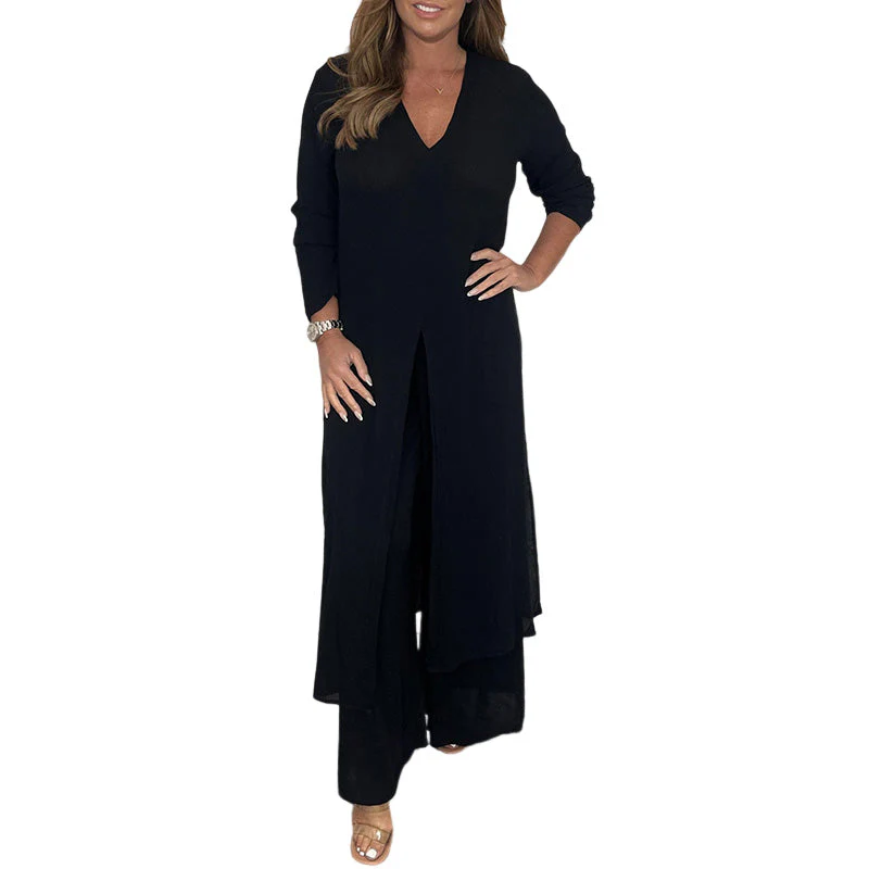 Casual Two Pieces Suit With Long Top & Matching Trouser - Image 7