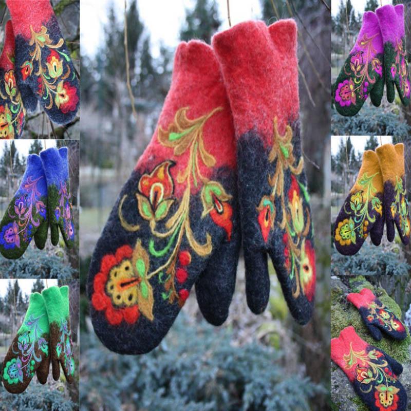 Christmas Flower Embroidery Mittens - Image 8