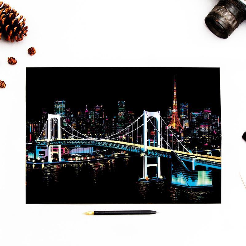 Colorful Night Scene Scratch Painting - Image 13