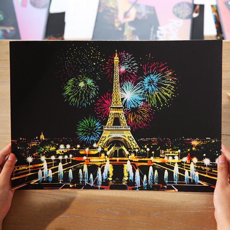 Colorful Night Scene Scratch Painting - Image 14