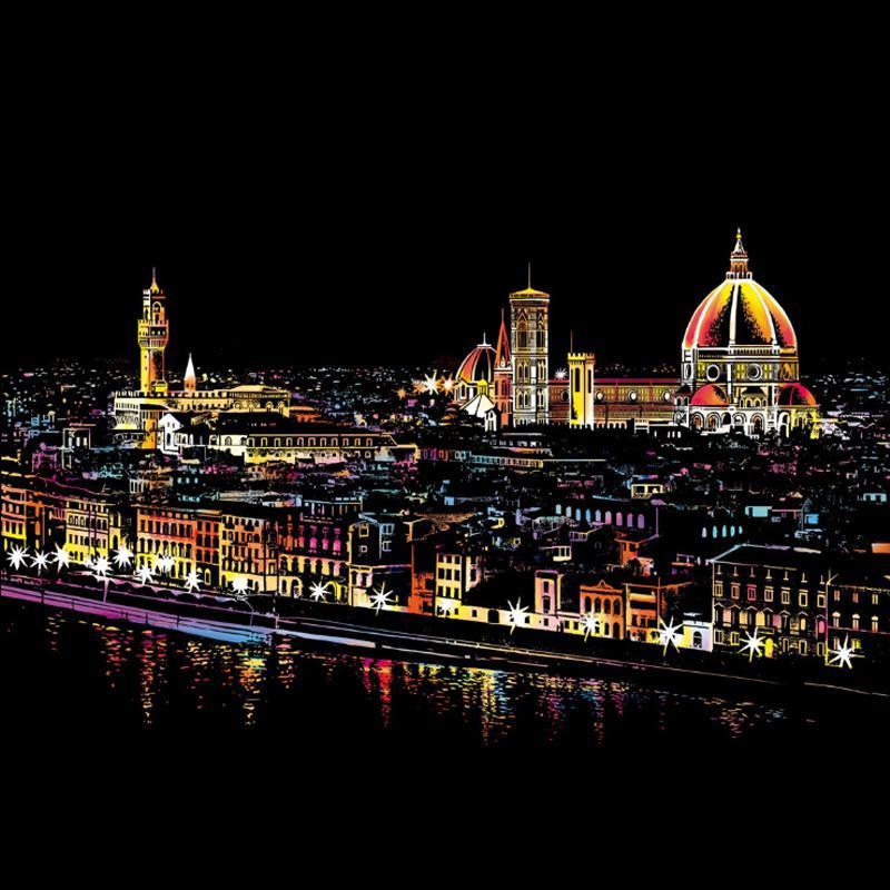 Colorful Night Scene Scratch Painting - Image 20