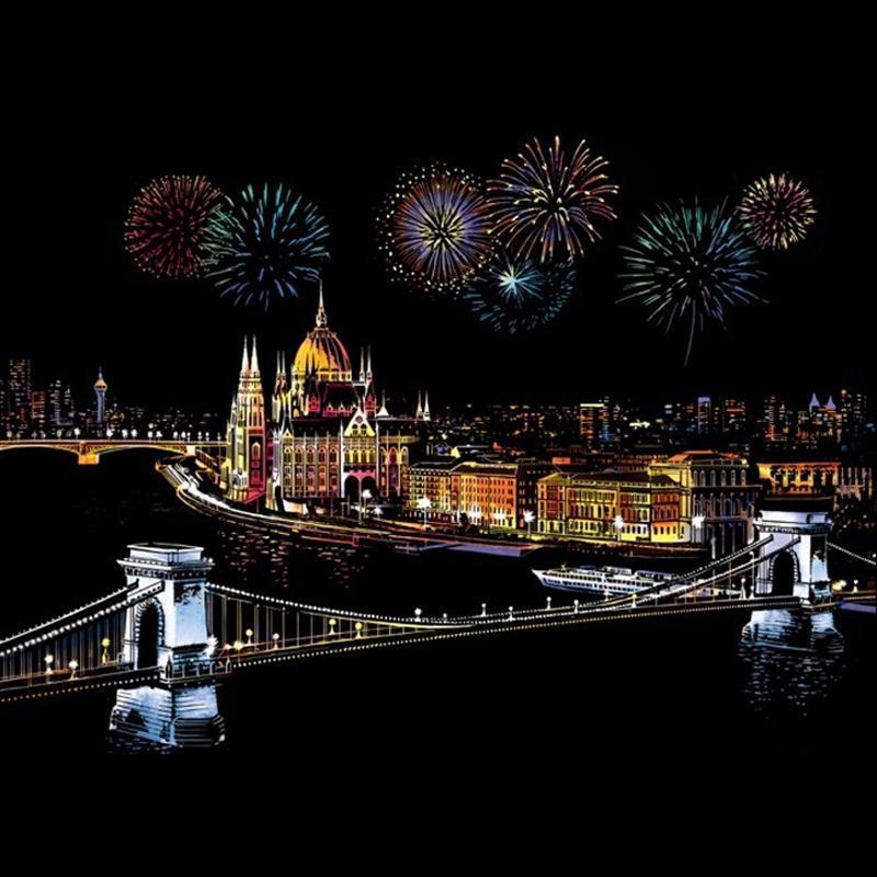 Colorful Night Scene Scratch Painting - Image 25
