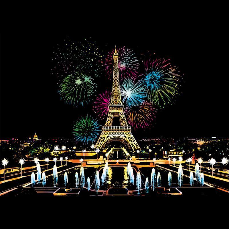 Colorful Night Scene Scratch Painting - Image 28
