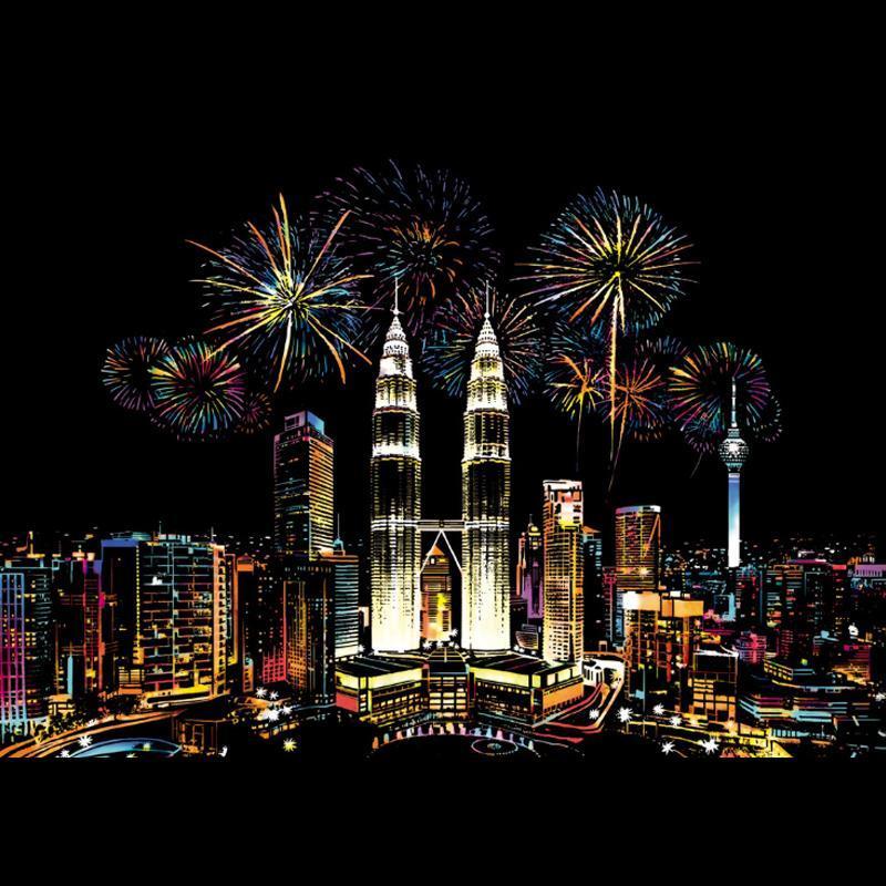 Colorful Night Scene Scratch Painting - Image 8