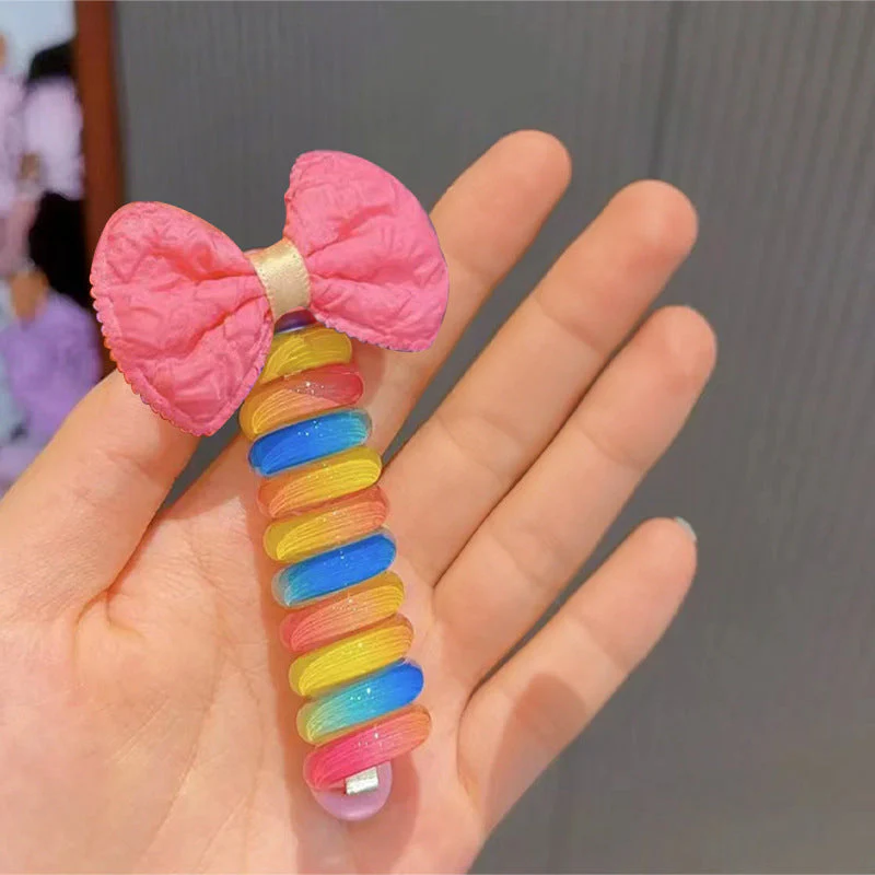 Colorful Telephone Wire Hair Bands for Kids - Image 18