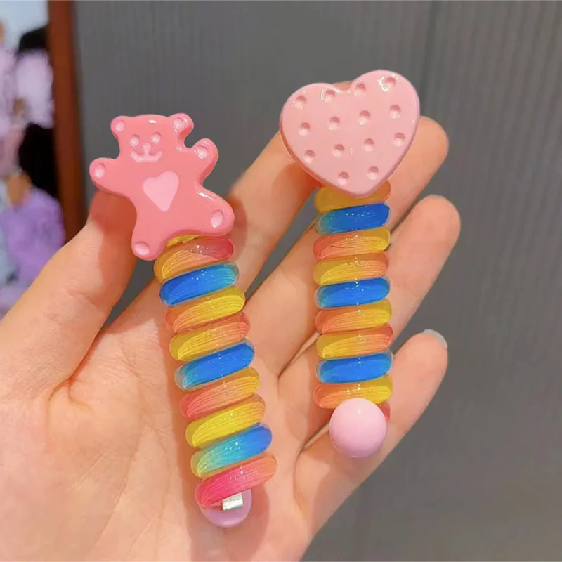 Colorful Telephone Wire Hair Bands for Kids - Image 22