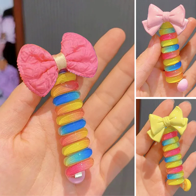 Colorful Telephone Wire Hair Bands for Kids - Image 24