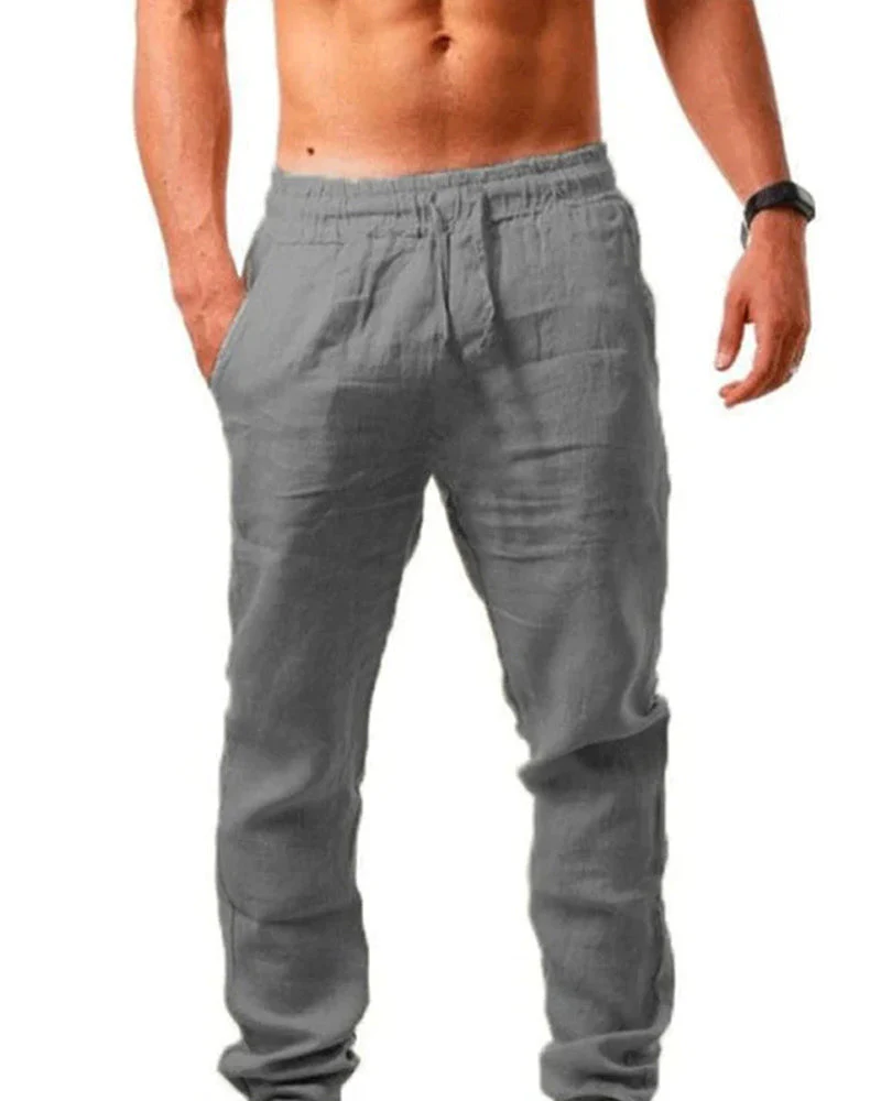 Cotton linen breathable solid color pants - Image 10