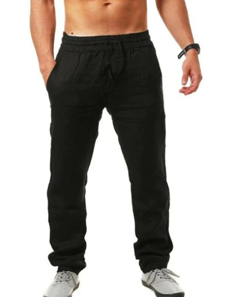 Cotton linen breathable solid color pants - Image 11