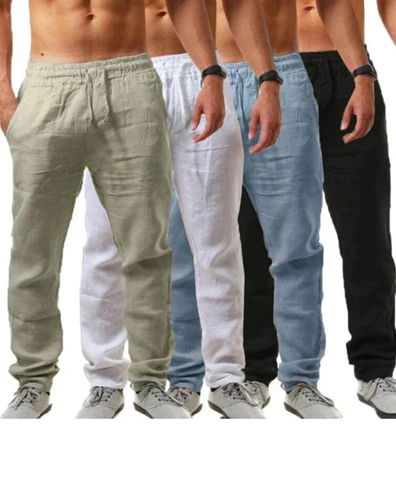 Cotton linen breathable solid color pants - Image 4