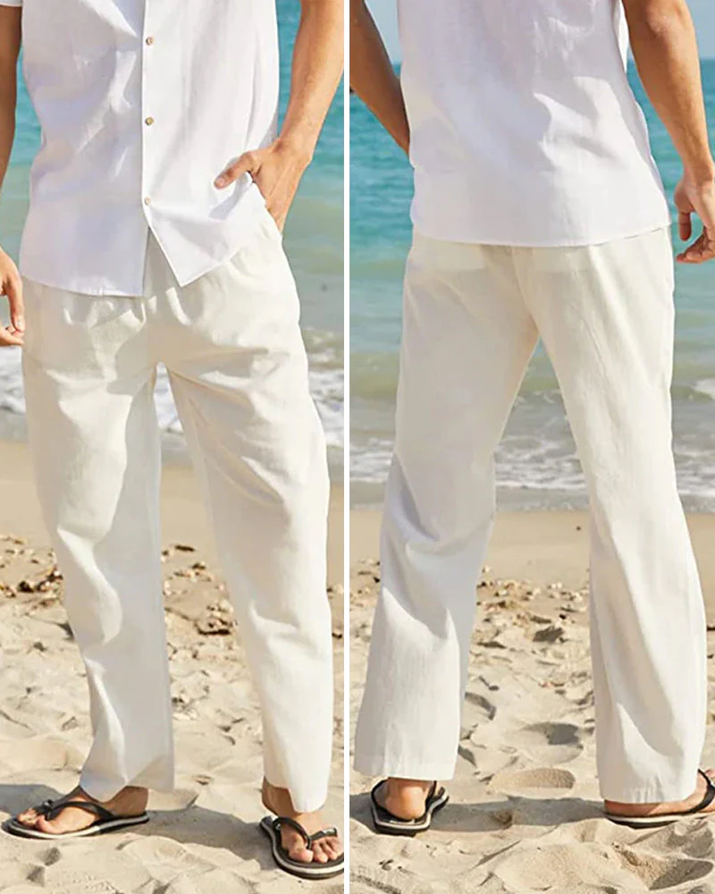 Cotton linen breathable solid color pants - Image 5
