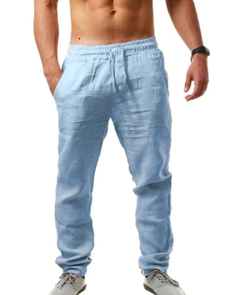 Cotton linen breathable solid color pants - Image 9