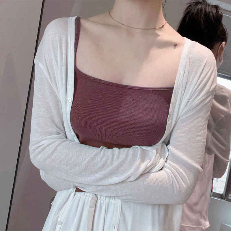 Cotton Ribbed Square Neck Tank Top - Image 2