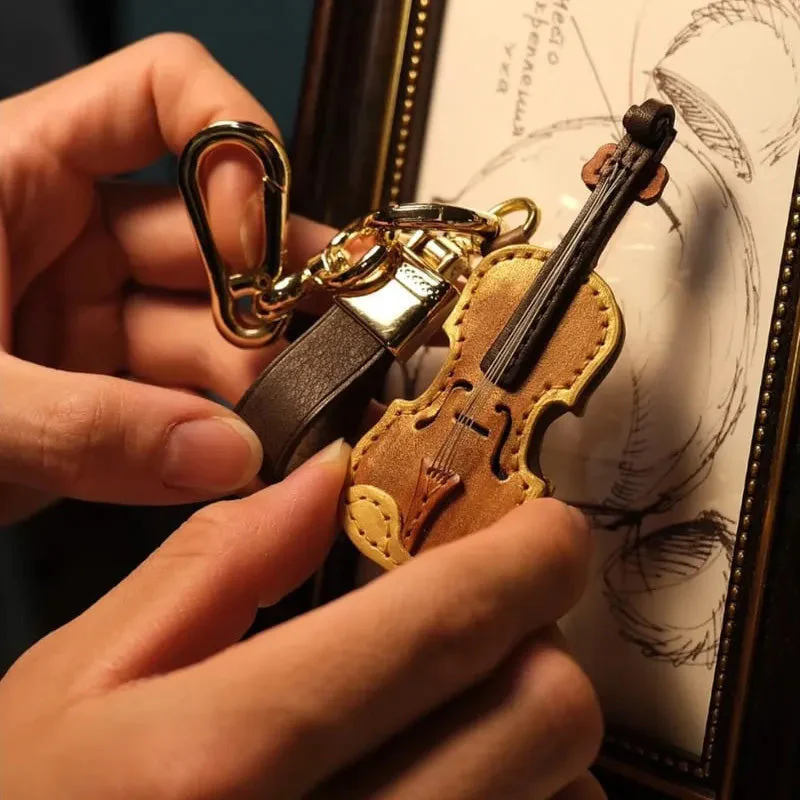 Crafted Leather Violin & Cello Keychain - Image 4