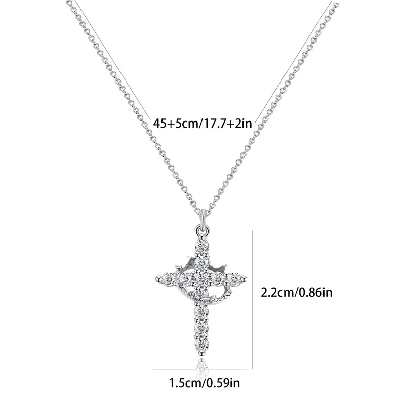 Crown & Cross Pendant Choker Necklace - Image 12