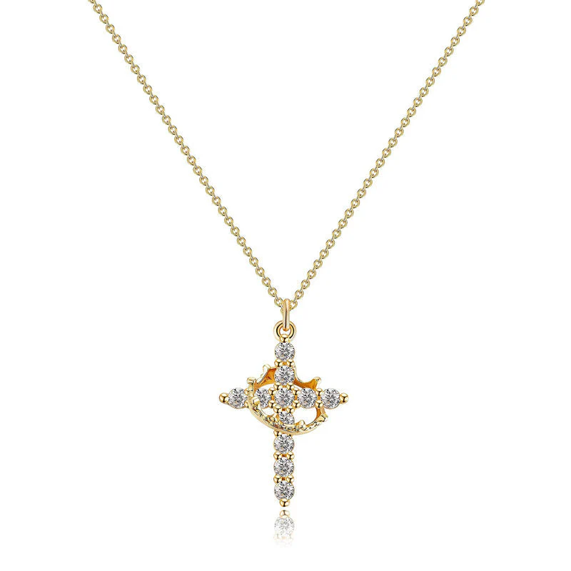 Crown & Cross Pendant Choker Necklace - Image 14