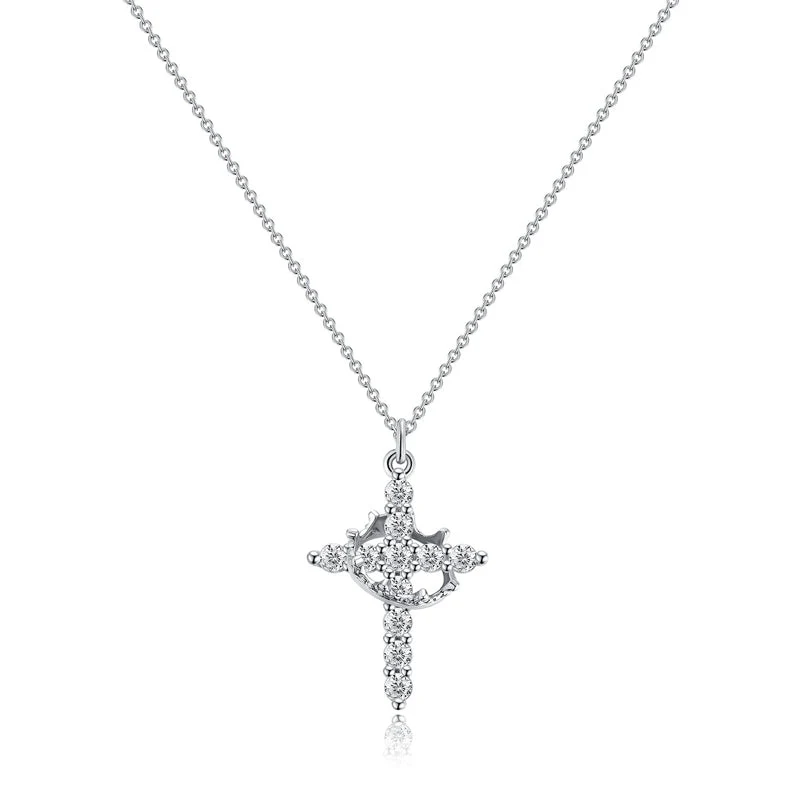 Crown & Cross Pendant Choker Necklace - Image 15