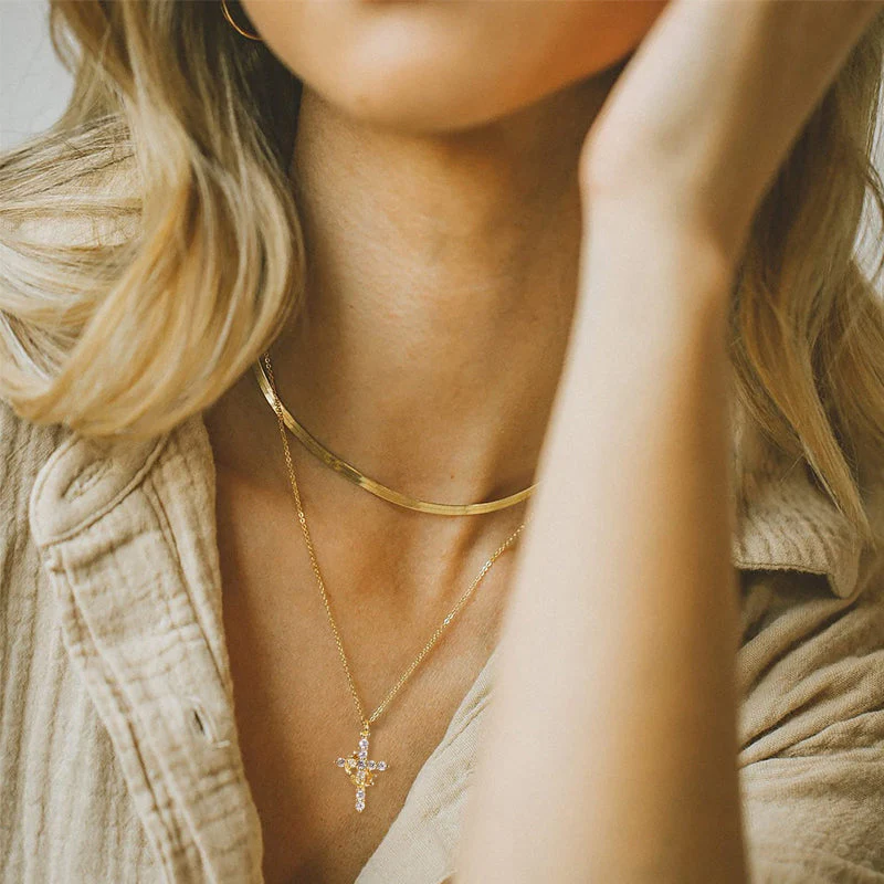 Crown & Cross Pendant Choker Necklace - Image 4