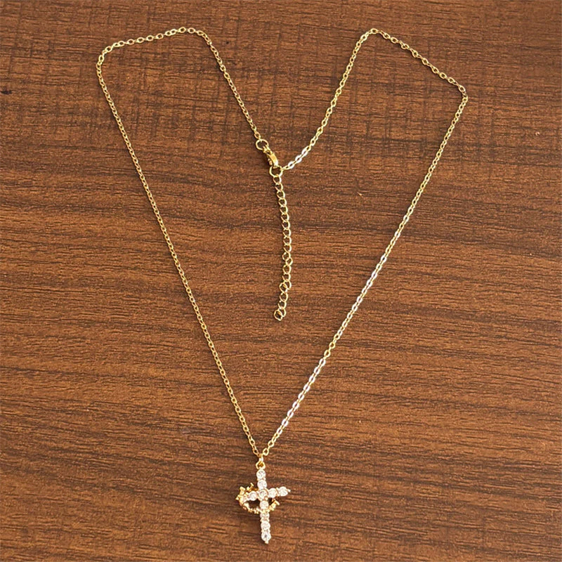 Crown & Cross Pendant Choker Necklace - Image 9