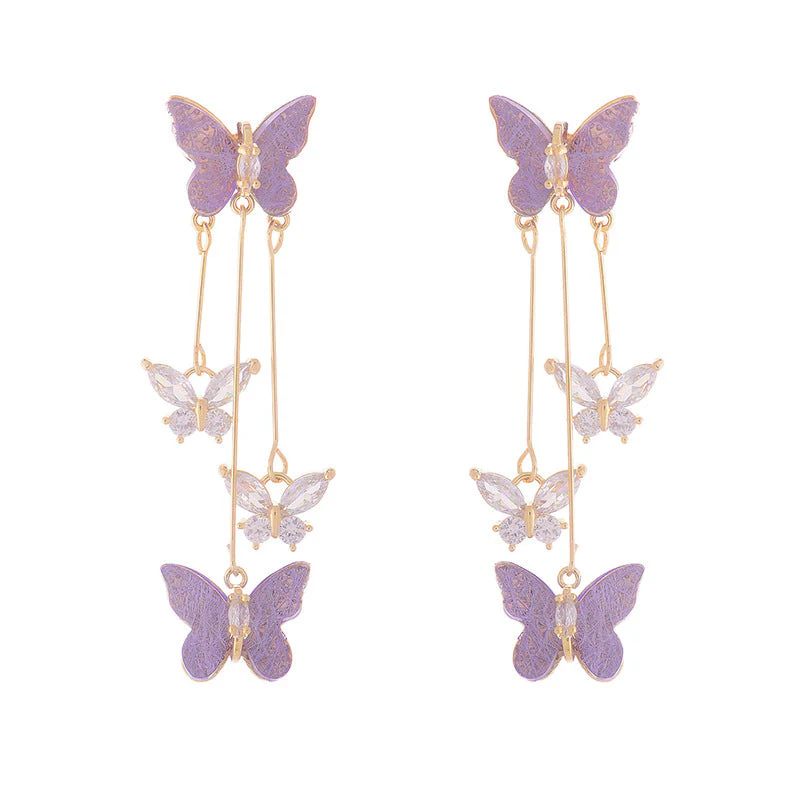 Crystal Butterfly Tassel Earrings - Image 10