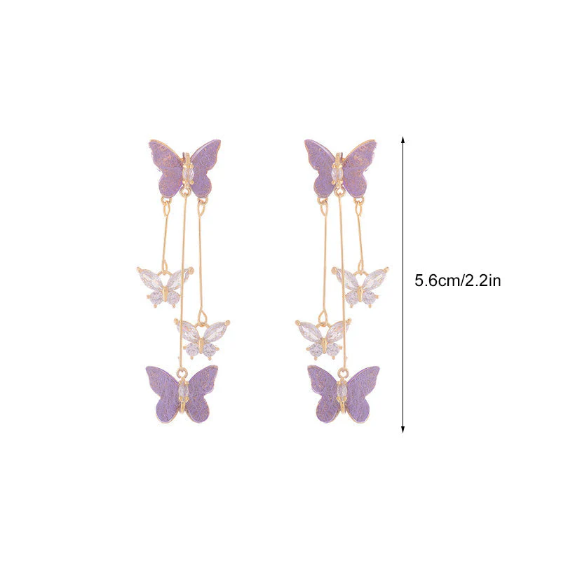 Crystal Butterfly Tassel Earrings - Image 8