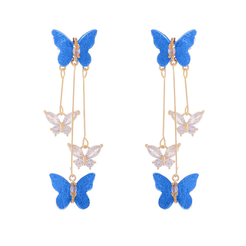 Crystal Butterfly Tassel Earrings - Image 9