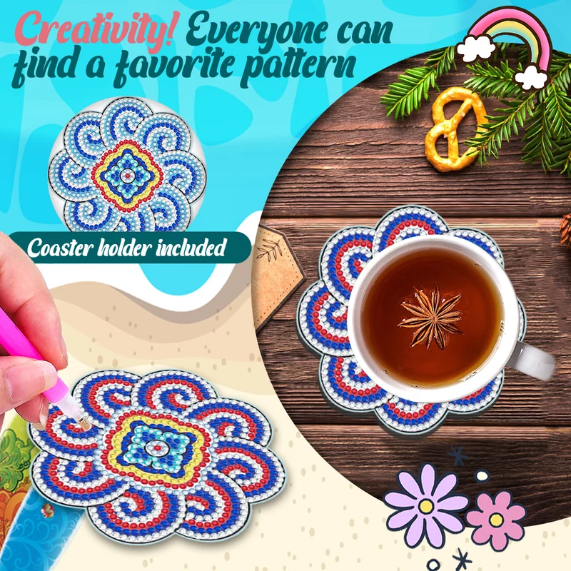 Diamond Crafts Coasters Diamond Painting Coasters (Mandala) - Image 3